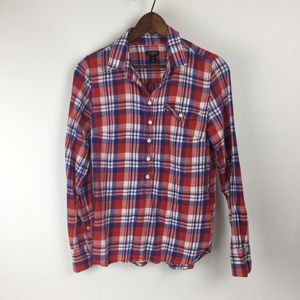 J. Crew | Blue Red Plaid Cotton Popover
